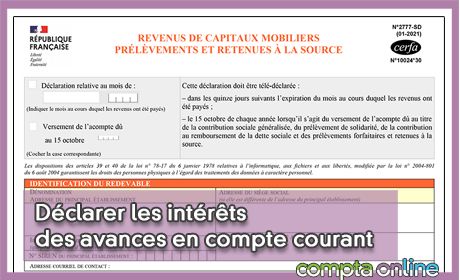 Dclarer les intrts des avances en compte courant